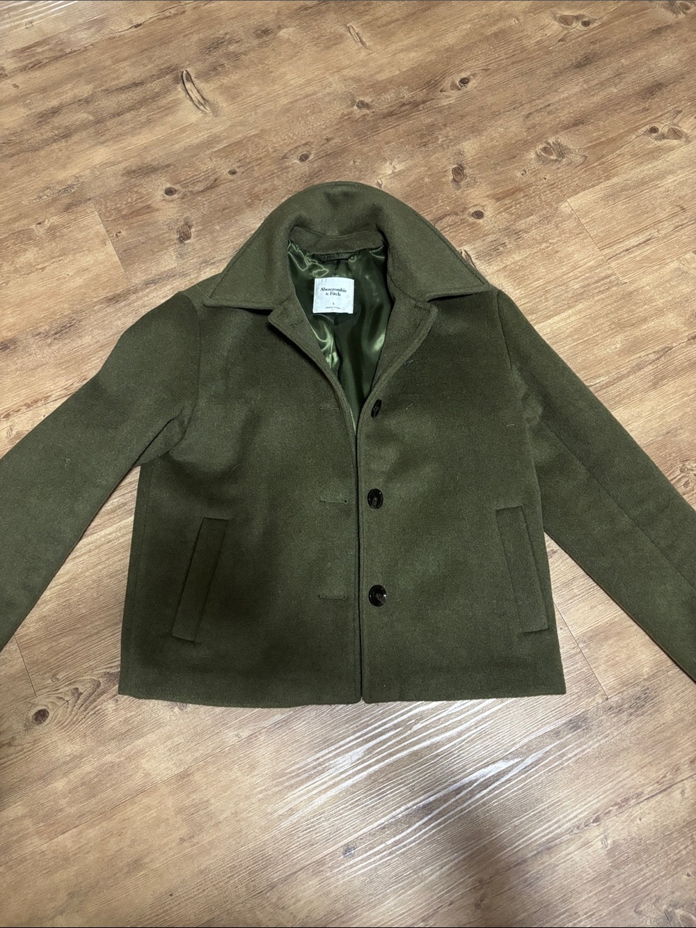 Abercrombie & Fitch Olive Green Wool Coat